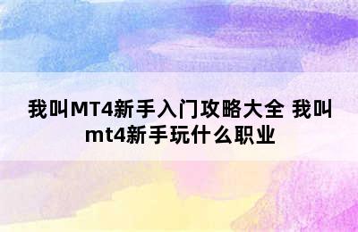 我叫MT4新手入门攻略大全 我叫mt4新手玩什么职业